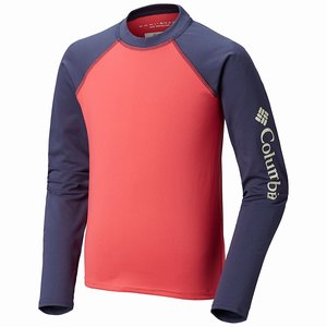 Columbia Sandy Shores™ Långärmad Sunguard Skjorta Pojkar Rosa/Marinblå (YBTIU8236)